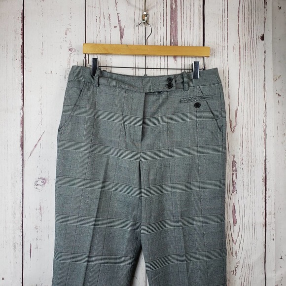 New Directionns Pants - New Directions Dress Pants Womens Size 12 Flat Front Straight Leg Plaid Gray